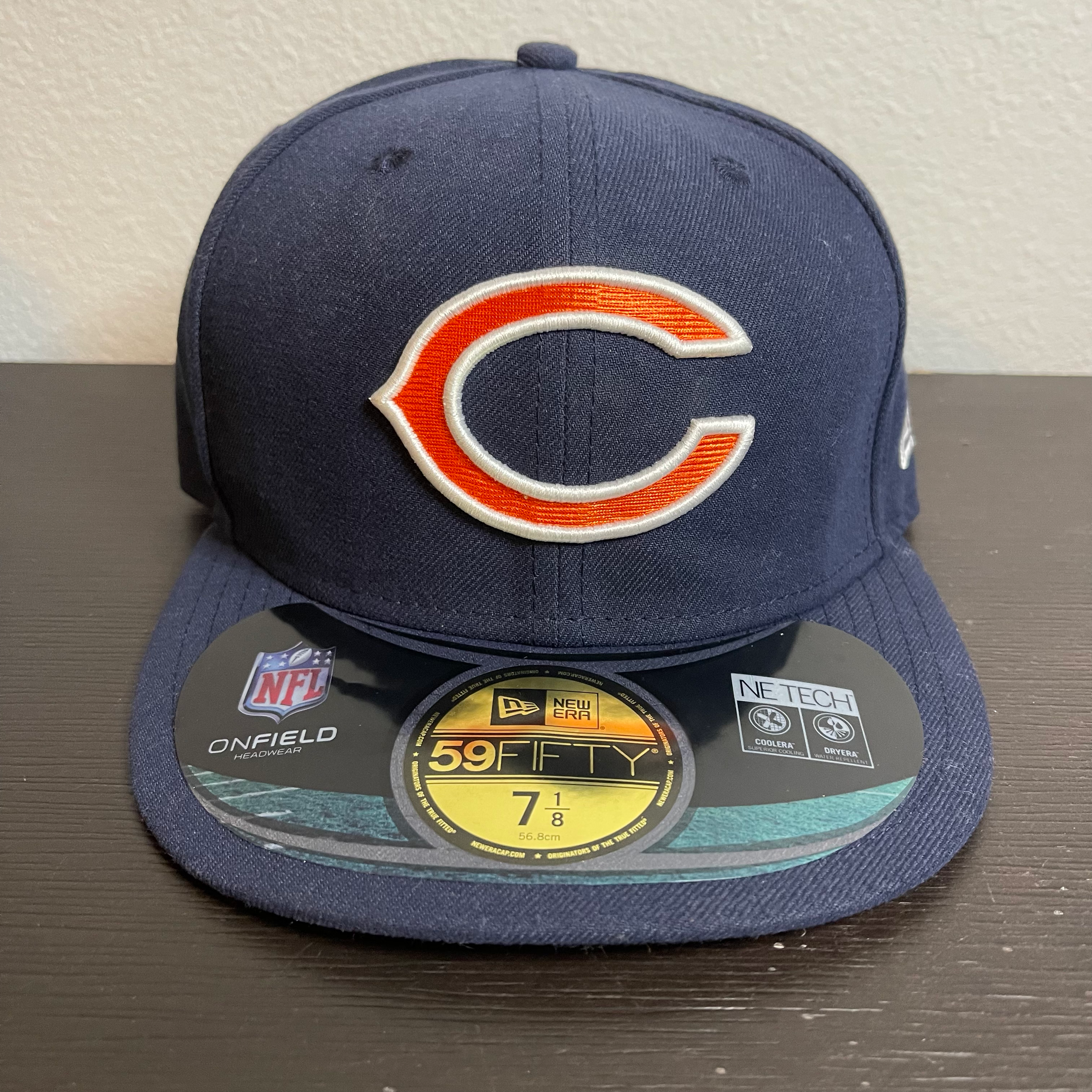 New! New Era NFL Chicago Bears Authentic On-Field 59Fifty Fitted Hat Size 7  1/8