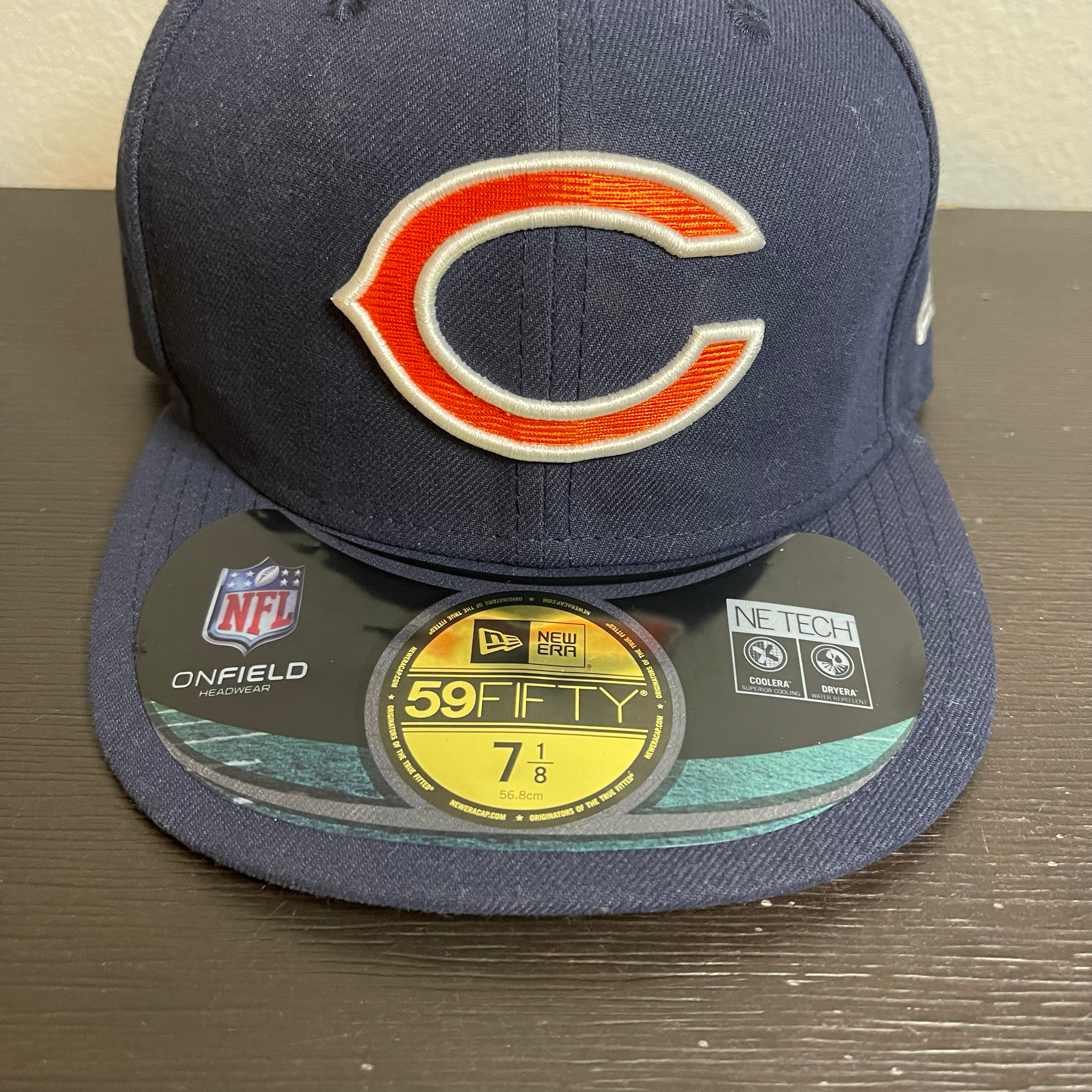 NFL Chicago Bears Football Cap Adult New Era Fitted Size 7 1/2 Hat