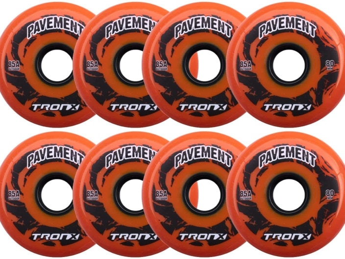 TronX Outdoor 4-76MM/4-80MM 85A Pavement Asphalt Hilo Inline Roller Hockey Wheels 8 Pack