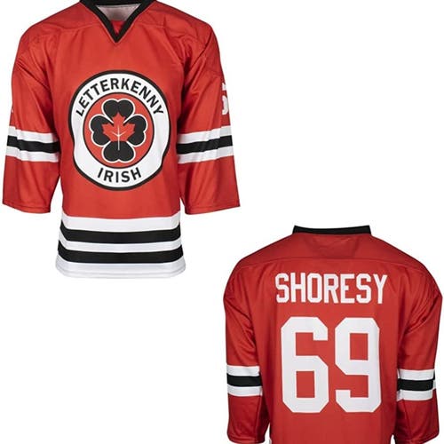 Letterkenny Irish SMALL Red TV Series Adult Senior Fan Hockey Jerseys #69 Shoresy