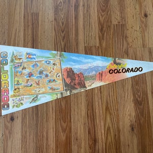Colorful Colorado SUPER VINTAGE TRAVEL SOUVENIR 1960s Collectible Felt Pennant!