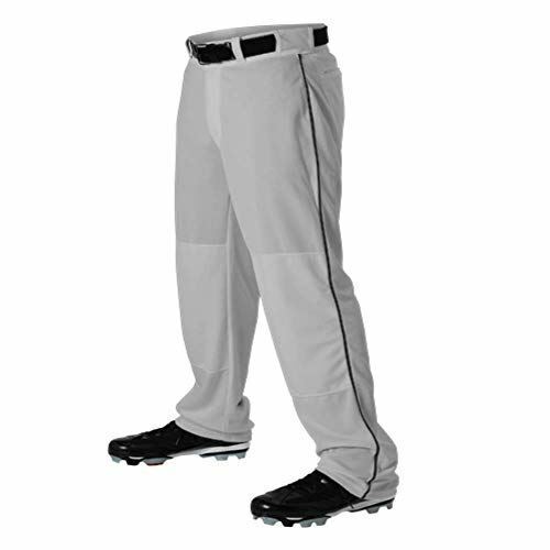 Teamwork Youth Baseball Pants Grey w/Black Pipe Large Open Bottom