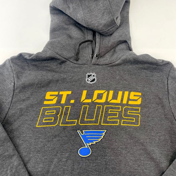 St Louis Blues Hoodie Mens Medium Gray Long Sleeve Hooded Sweatshirt Logo
