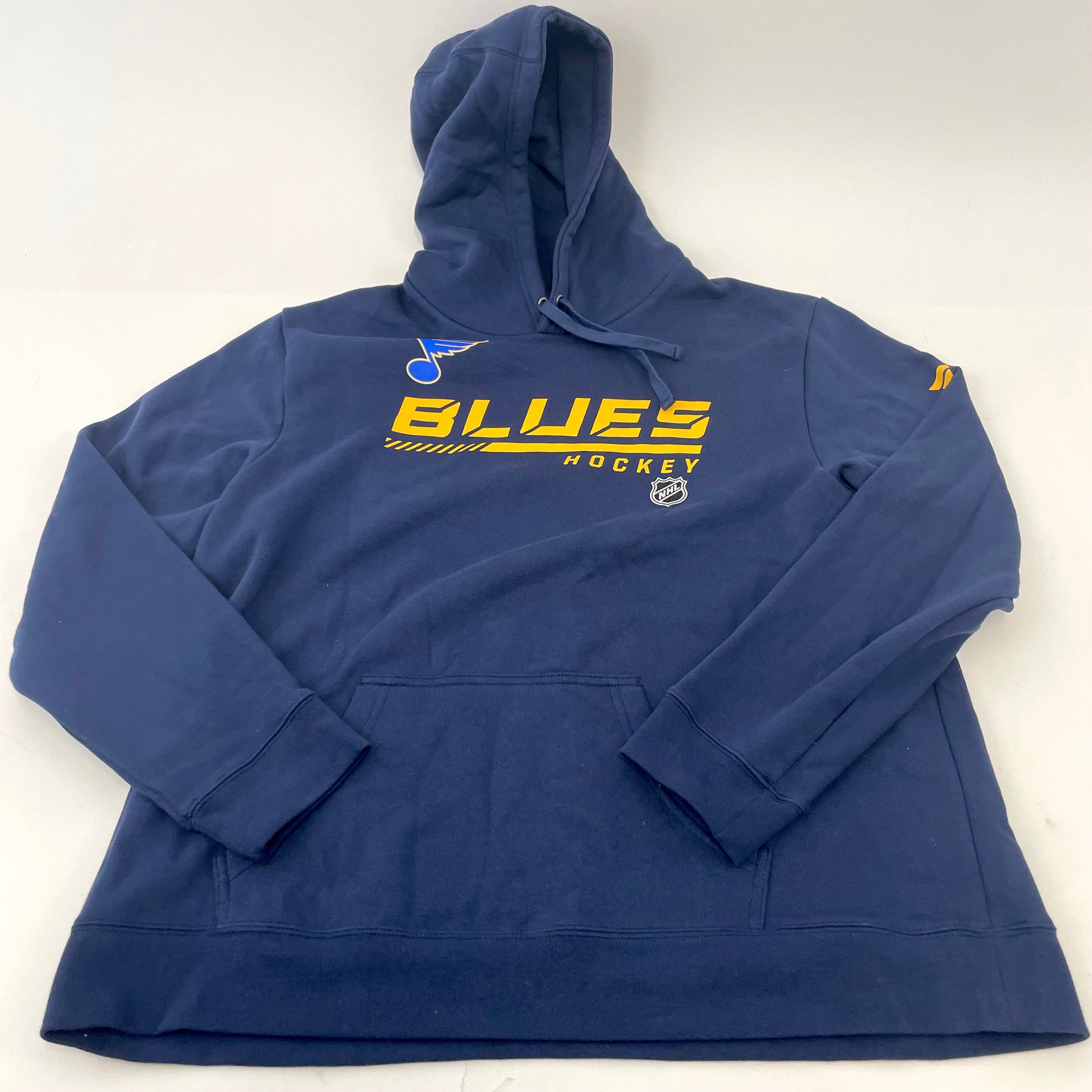 ST. LOUIS BLUES NHL AUTHENTIC GRAY/ BLUE LOGO HOODED KNIT SWEATER SZ LARGE  NWT