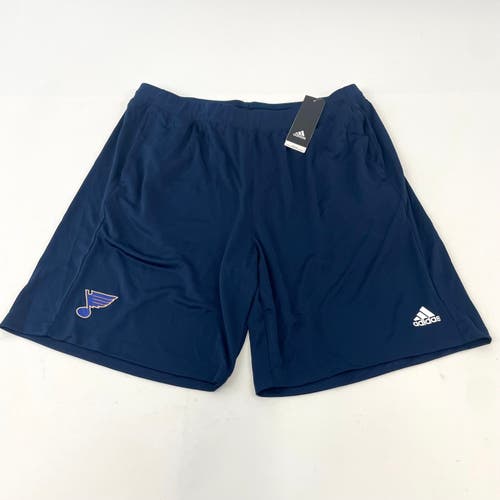 Brand New Player Issued Navy Blue Adidas - St. Louis Blues Work Out Shorts
