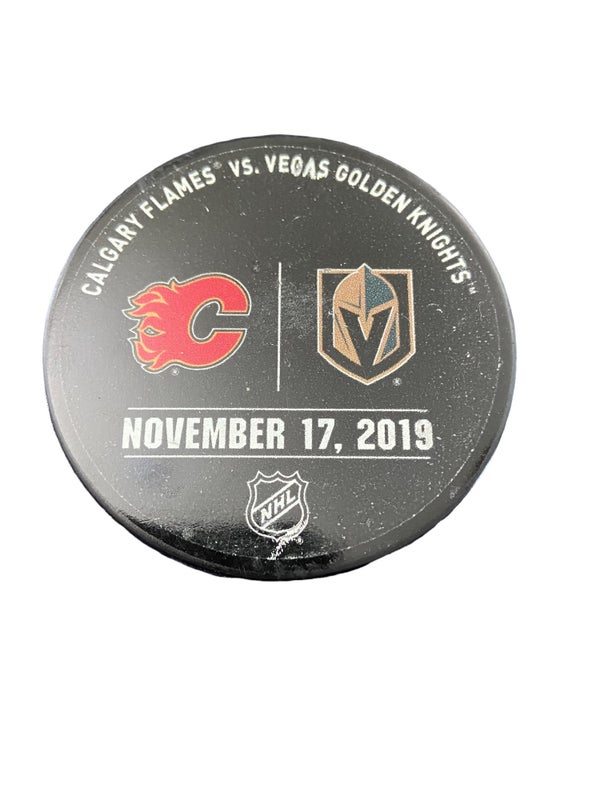 NHL Vegas Golden Knights vs Calgary Flames Game Used Warm Up Puck - November 17, 2019