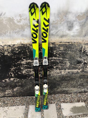 Used Volkl Racetiger SL Skis 145cm w/ 7 Din Bindings