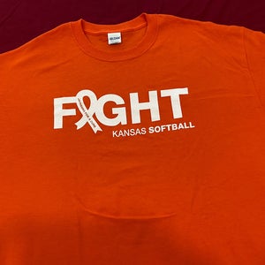 NCAA Kansas Jayhawks Softball “Fight For a Cure” Orange Cancer Awareness T-Shirt Size XL