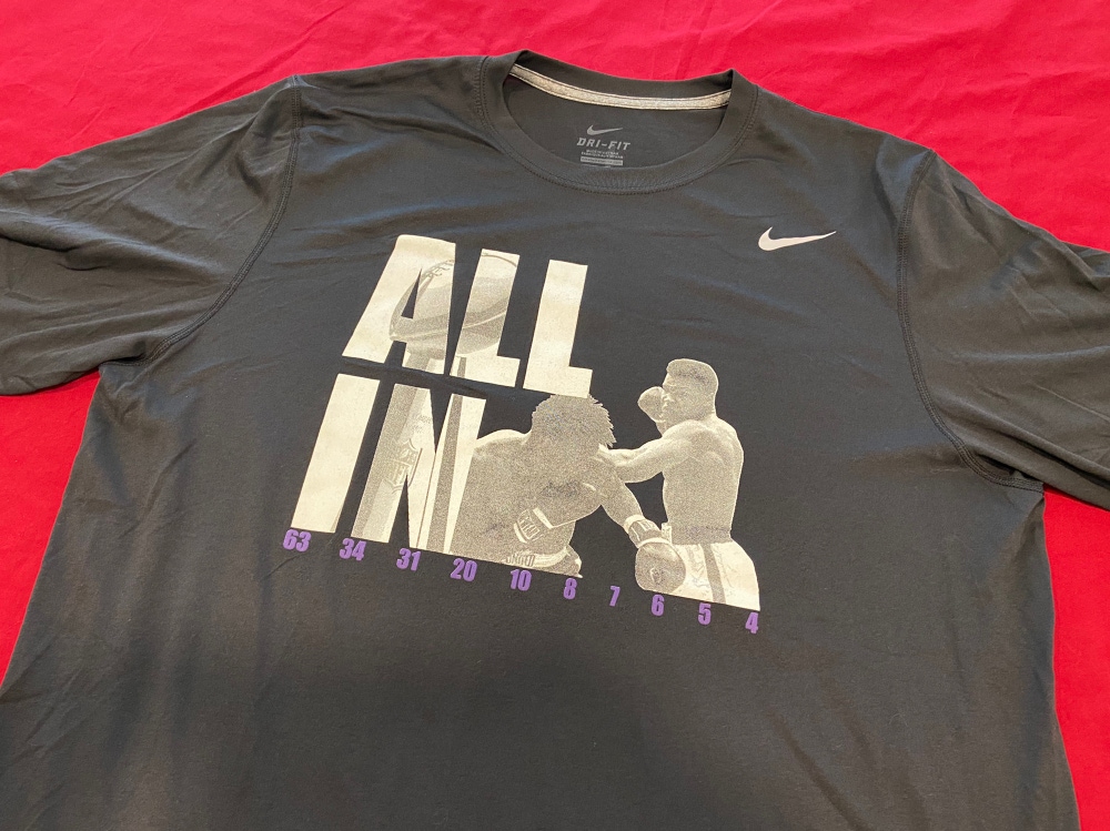 NFL Baltimore Ravens " ALL IN" Muhammad Ali Lombardi Trophy Team Issued XL T-Shirt