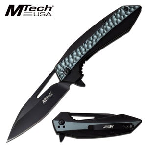 Mtech 3.5" Black Blade EDC Tactical Grey Spring-Assist Folding Knife