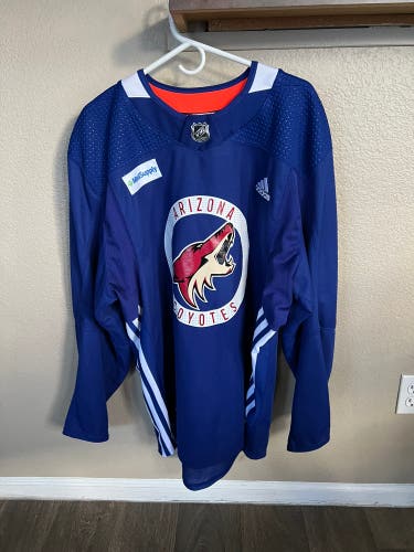 Pro Stock Arizona Coyotes Adidas Practice Jersey Blue Size 56