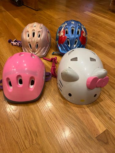 Lot Of 4 Little Girls Bike Helmets - Disney Princesses- Hello kitty - Little Mermaid - snow White