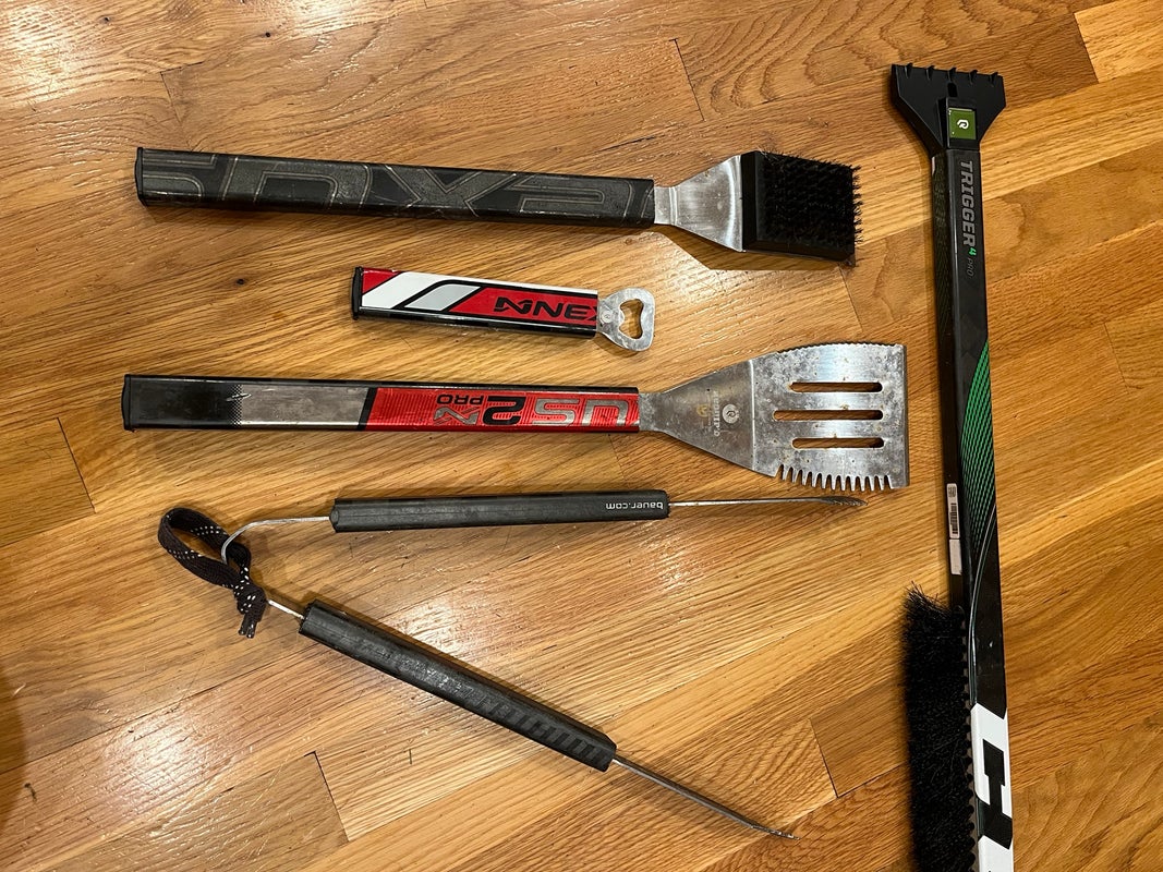 5 Piece grill Utensils / Snow Brush - NHL Game Used Sticks
