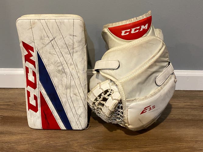 CCM Extreme Flex E3.5 Junior Glove & Blocker (Montreal White/Red/Blue)
