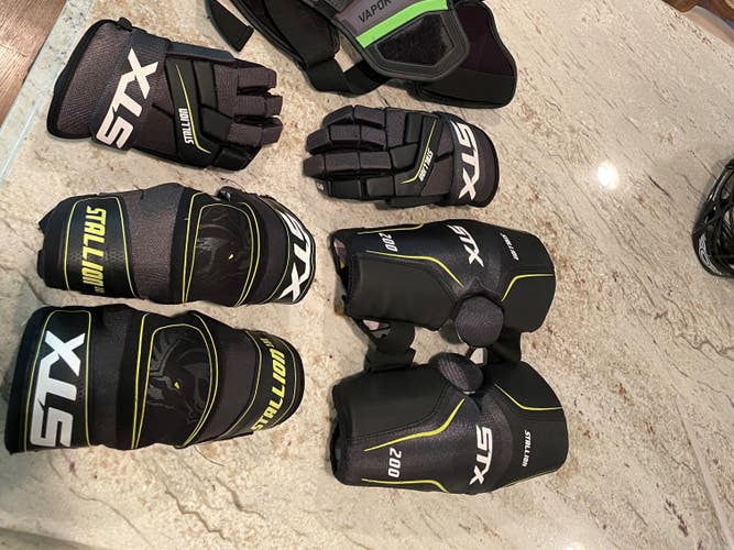 SET Lacrosse STX Stallion Gloves & Arm Pads Used Medium