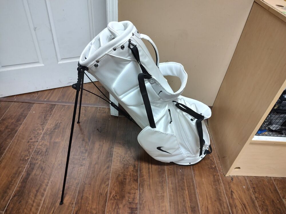 Nike Sport Lite Stand Bag White/Black w Raincover SidelineSwap