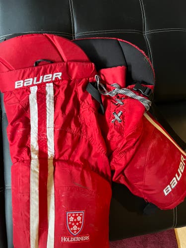 Senior Large Red/White Bauer Pro Stock Nexus Hockey Pants