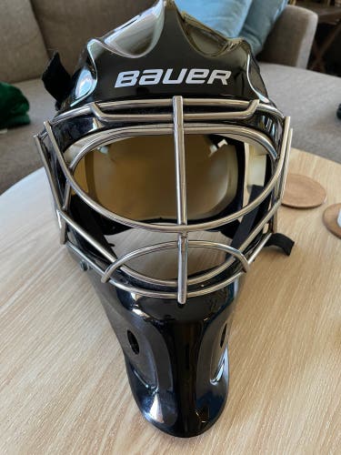 Black Bauer NME 3 Senior Goalie Mask with stainless Cat Eye cage