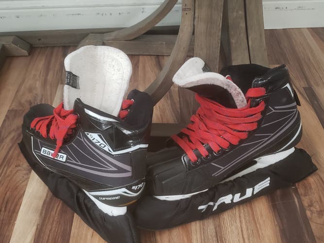 Senior Used Bauer Supreme S170 Hockey Goalie Skates Extra Wide Width Size 7.5