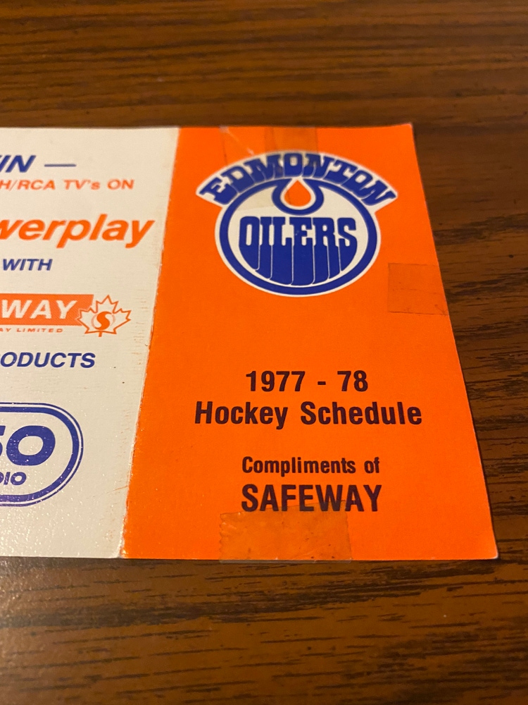 Edmonton Oilers NHL Hockey Vintage 1977-1978 Pocket Schedule
