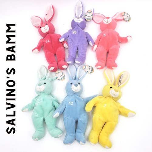 SALVINO'S BAMM Easter Bunny Baseball Beanie Baby Plushies Set NWT