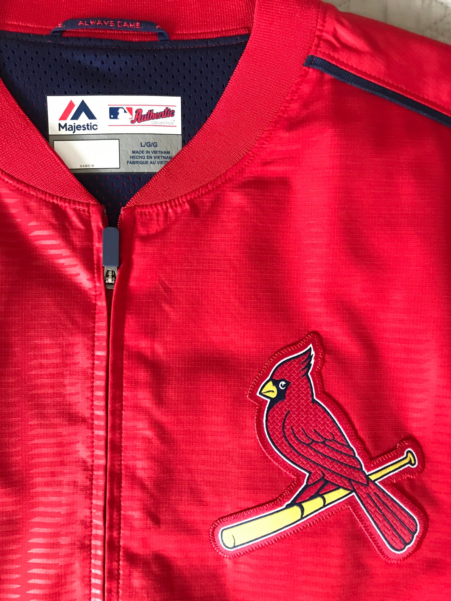 MAJESTIC MLB ST LOUIS CARDINALS ZIP FRONT JACKET Men's Size XL Red And Navy  Blue