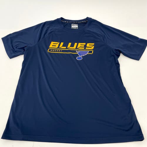 ( Player Issued ) - Navy Blue Fanatics Pro St. Louis Blues Short Sleeve Shirt  - #X487