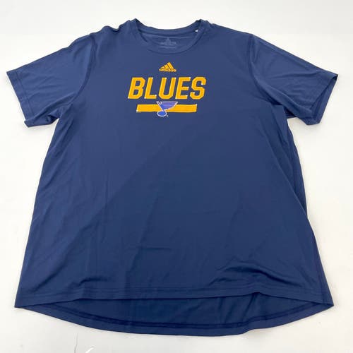 ( Player Issued ) - Navy Blue Fanatics Pro St. Louis Blues Short Sleeve Shirt  - #X486