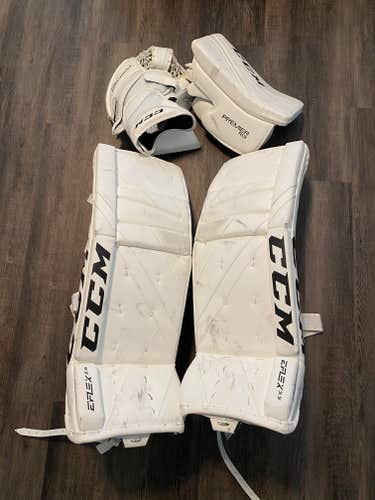 Used 33" +1 CCM Full Right Eflex 5 and Premier R19 Glove and Blocker Goalie Full Set