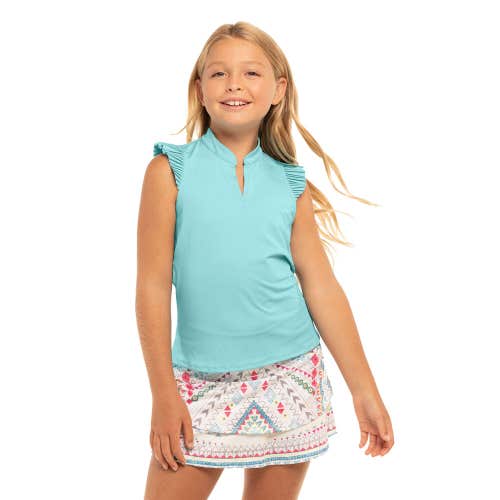 Lucky in Love Pleat Me Up Girls Sleeveless Golf Polo