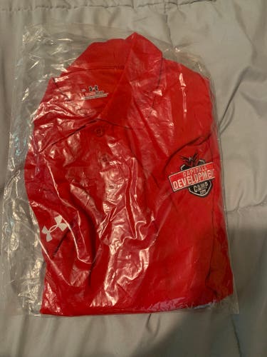 RARE VINTAGE Red New XL Washington Capitals Developmental Camp Under Armour Polo Shirt