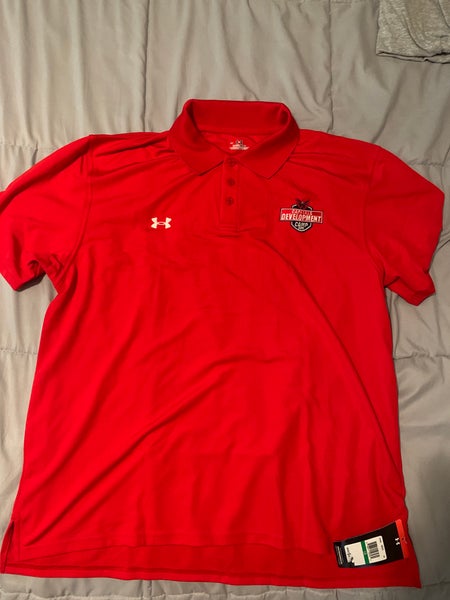 RARE Red New Large Washington Capitals Developmental Camp Under Armour Polo Shirt