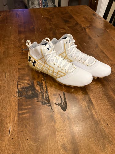 New Notre Dame White/Gold Under Armour Banshee Cleats