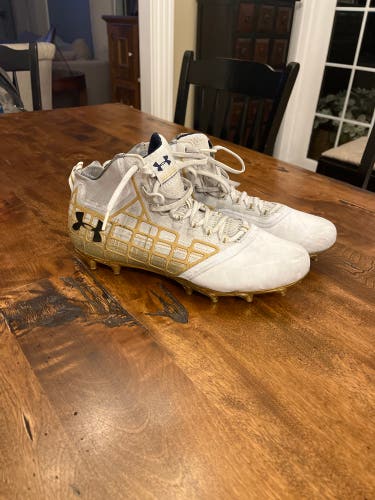 Notre Dame White/Gold Under Armour Banshee Cleats