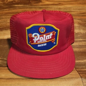 Vintage Rare Point Special Beer Promo Trucker Mesh Patch Hat Cap Red Snapback