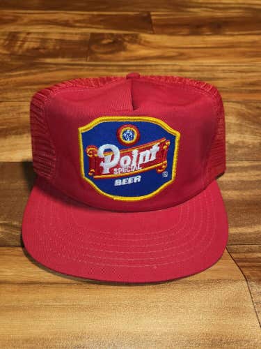 Vintage Rare Point Special Beer Promo Trucker Mesh Patch Hat Cap Red Snapback