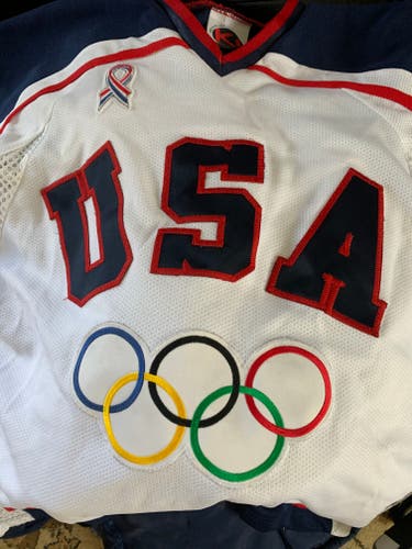USA #1 White Used Goalie Cut Jersey