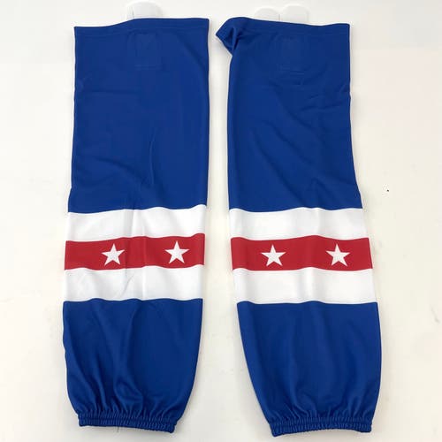 Used Red, White, and Blue Hockey Socks with Stars - Adult Large