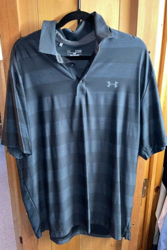 Mens Under Armour Golf Polo Xl Grey Stripe