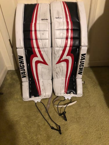 33" + 2” Vaughn Pro V Elite White Red Black Senior Goalie Leg Pads Used