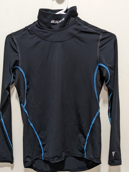 Lot of 2 Bauer shirts with neckguards - one Youth Large, other SR Medium