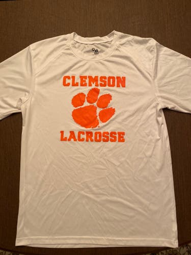 Clemson Lacrosse White Short Sleeve Shooting Shirt - Medium