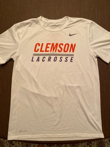Clemson Lacrosse Nike White Short Sleeve Shooting Shirt - Medium