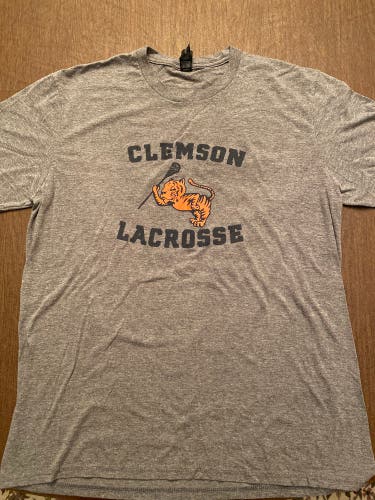 Clemson Lacrosse Gray Short Sleeve Fanwear Shirt - Large