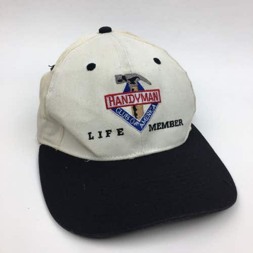Vintage 90s Handyman Club of America Life Member Snapback Hat Cap Natural Cotton