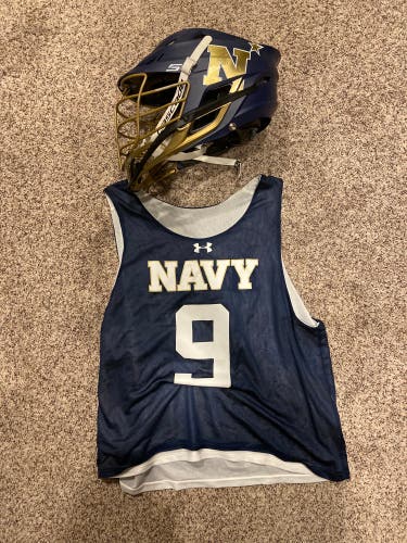 Matte Navy Blue Helmet and Navy Lacrosse Pinnie