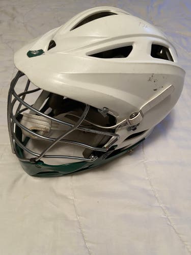 Used White Cascade Pro-7 Helmet With Green Chin