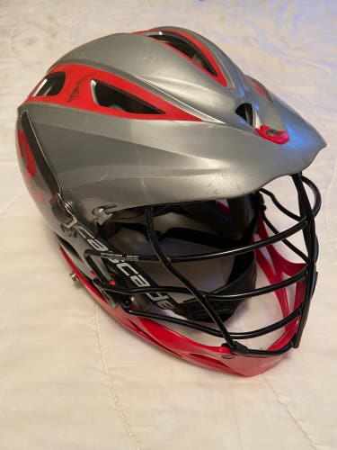 Used Gray Cascade Pro-7 Helmet With Red Chin