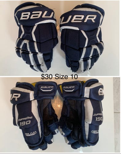 Used Bauer Supreme s190 Gloves 10"