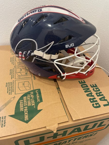Denver outlaws game worn warrior 4th Of July Helmet